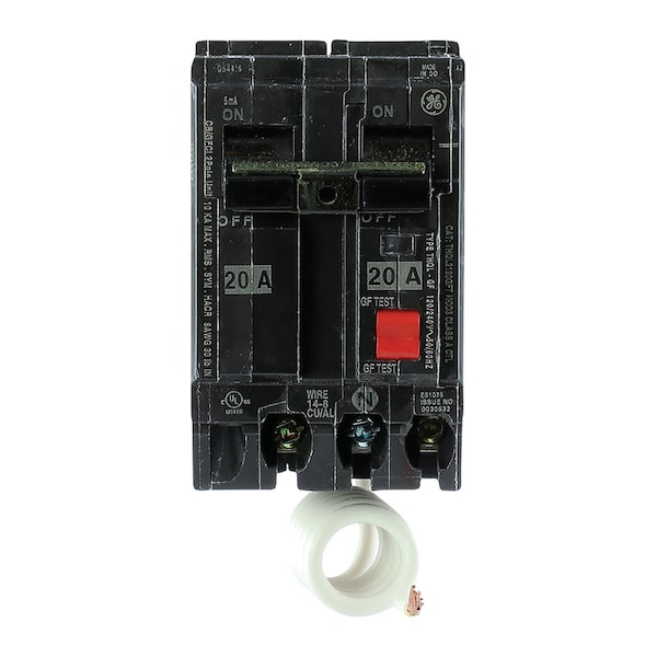 Circuit Breaker, THQL Series, 20A, 2 Pole, 120/240V AC, 10kA at 120/240V AC